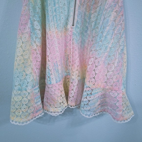 Pastel Fairy Dress Rainbow Lace Adjustable Straps Lined Zipper Back Pink Blue XL - Picture 9 of 13